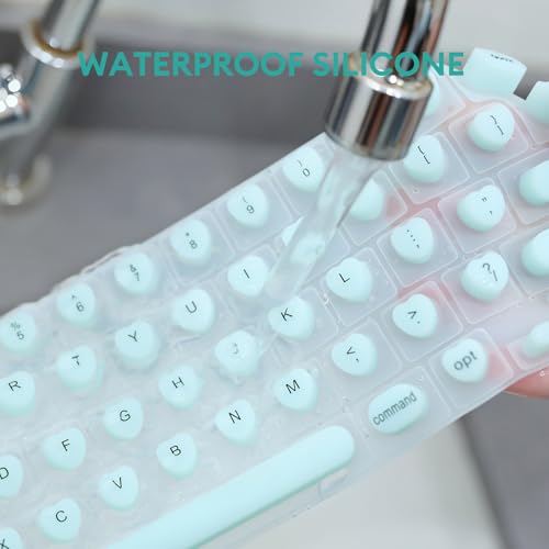 Allinside Keyboard Cover for Long Nails, Compatible with MacBook Neo A18 Pro & MacBook Pro 13/14/16 (2021–2024) & MacBook Air 13/15 (2020–2024), Raised Heart-Shaped Silicone Skin, Mint Green - color: Mint Green