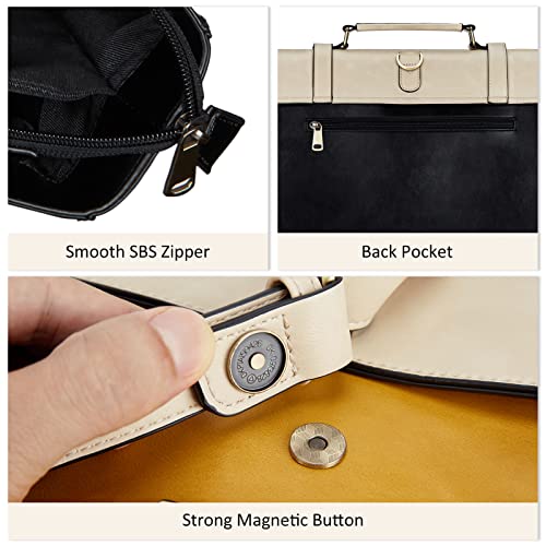 ECOSUSI Laptop Bag for Women Vegan Leather Messenger Bag Fashion Briefcase Computer Satchel Bag - color: Black
