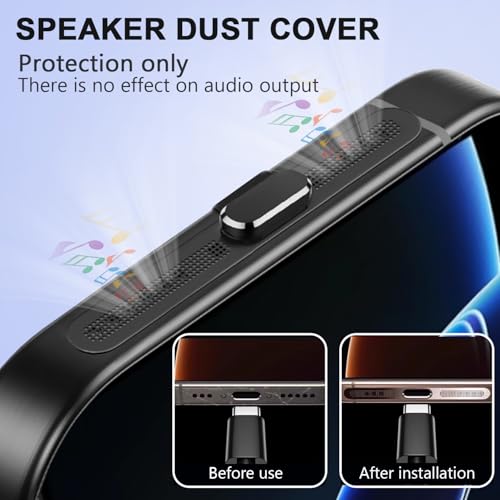 USB C Dust Plug with Speaker Dust Cover for iPhone 15/16 Pro,Plus,Pro Max | 6 Pack USB C Plug Cover, Anti-Lost USB C Charging Port Protector Cover