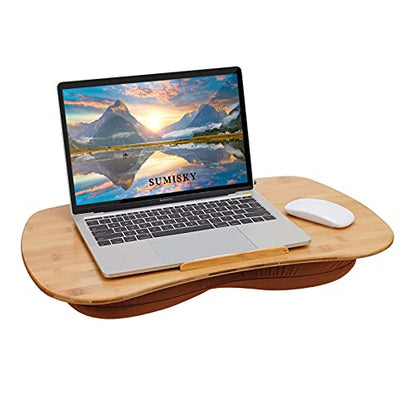 SUMISKY Lap Desk-Portable Laptop Table with Cushion Bamboo Platform Phone Holder L(21.6"x13.8") - size: L(21.6"x13.8") without Additional Accessories