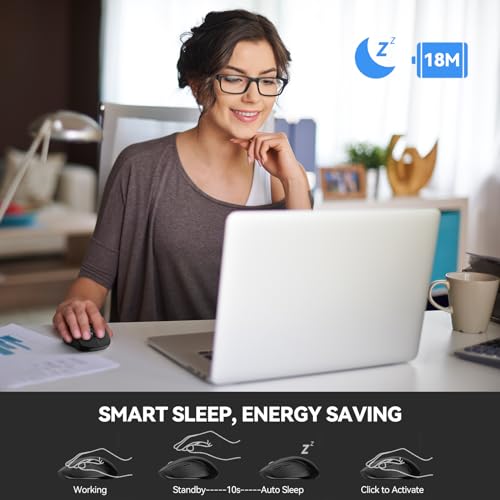 TECKNET Bluetooth Mouse (BT 5.0/3.0+2.4Ghz), 6-Level 4000 DPI Wireless Mice for Laptop, 2-in-1 Ergonomic Computer Portable PC Mouse, Silent Mouse with USB Receiver for Windows/Mac/PC/Notebook - color: Black