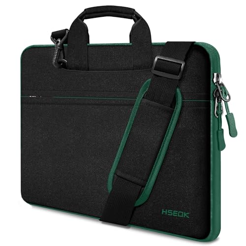 Hseok Laptop Shoulder Bag 15 15.6 16 Inch Briefcase,Compatible MacBook Pro/Neo 16",MacBook Air/Pro 15,XPS 15/16 and most 15.6-16 and Most 15-16 Notebooks,Spill-Resistant Handbag,Black Green - color: Black Green, size: 15-16 inch