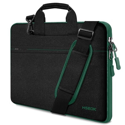 Hseok Laptop Shoulder Bag 15 15.6 16 Inch Briefcase,Compatible MacBook Pro/Neo 16",MacBook Air/Pro 15,XPS 15/16 and most 15.6-16 and Most 15-16 Notebooks,Spill-Resistant Handbag,Black Green - color: Black Green, size: 15-16 inch