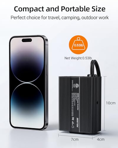 Bestek 200W Car Inverter Power Outlet DC 12V to AC 110V-Car Plug in Adapter Outlet with PD 30W USB-C QC 18W USB-A Fast Charging Port-Car Charger Cigarette Lighter Adapter for Phone,Laptop