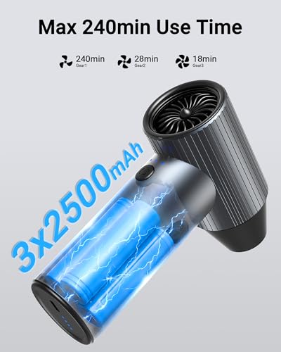 SwiftFlow X7 Compressed Air Duster, Ultra-Powerful Electric Air Duster, 3-Speed Adjustable Rechargeable Cordless Air Blower for Computer, Keyboard, Home, Outdoor and Car