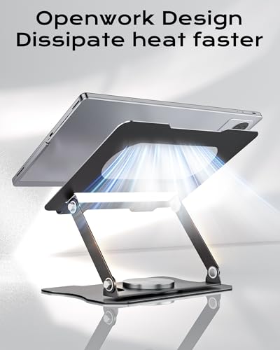 Ofive 360 Rotatable Tablet/Laptop Stand for Desk, Ergonomic Adjustable Height Laptop Riser, Heavy Duty Steel Tablet Stand Holder
