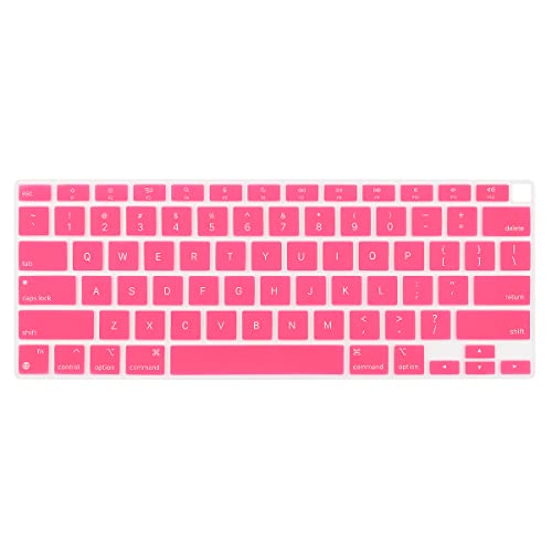 Batianda Ultra Thin Silicone Keyboard Cover for New MacBook Air 13 Inch 2020 2021 M1 Chip Model A2337 (with Touch ID & Retina Display) Waterproof and Dustproof Durable Laptop Protector, Pink - color: Pink