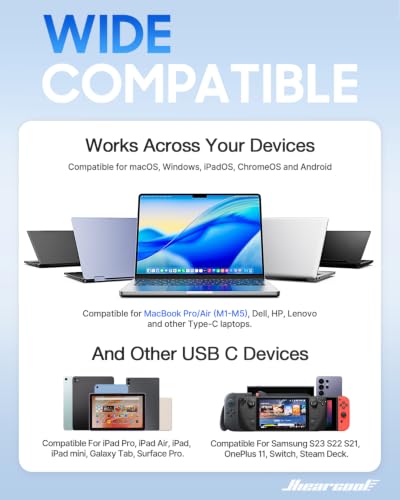 Hiearcool USB C Hub, 7-in-1 USB C Dongle for MacBook, HDMI, PD, Dark Red - color: Dark Red