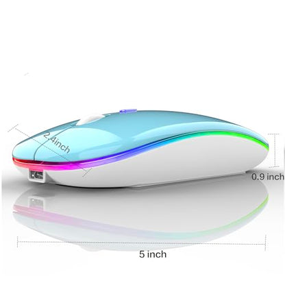 PEIBO Bluetooth Wireless Mouse for Laptop mac MacBook ipad MacBook air MacBook pro pc Desktop Computer Windows Chromebook Notebook (Blue White) - color: blue white