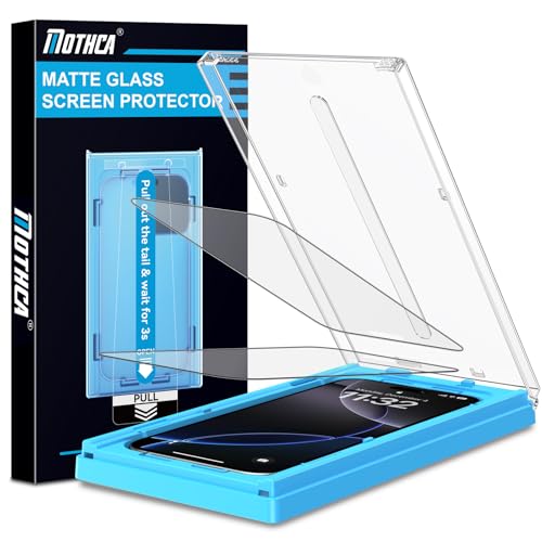 Mothca 2 Pack Matte Glass Screen Protector for iPhone 15 Pro 6.1-inch [Auto Fit Box Dust-Free] Edge to Edge Full Coverage Anti-Glare & Anti-Fingerprint Tempered Glass, Bubble Free, Smooth as Silk - size: iPhone 15 Pro-6.1 Inch