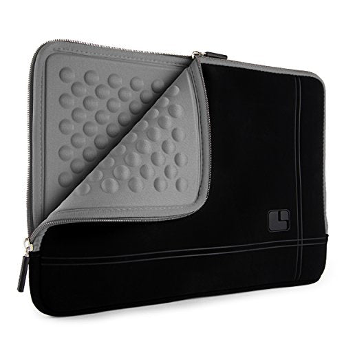 SumacLife Micro Suede Carrying Sleeve with Rear Pocket for 13-13.3 Inches Laptops (SLMSuede13BGRY) - color: Black/gray