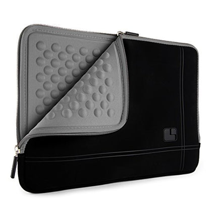 SumacLife Micro Suede Carrying Sleeve with Rear Pocket for 13-13.3 Inches Laptops (SLMSuede13BGRY) - color: Black/gray