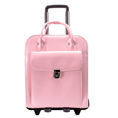 McKleinUSA, W Series, LA Grange, Top Grain Cowhide Leather, 15" Leather Vertical Patented Detachable -Wheeled Ladies' Laptop Briefcase, Pink (96499), 14.4 x 8.75 x 18.5 inches - color: Pink, size: 14.4"x8.75"x18.5"