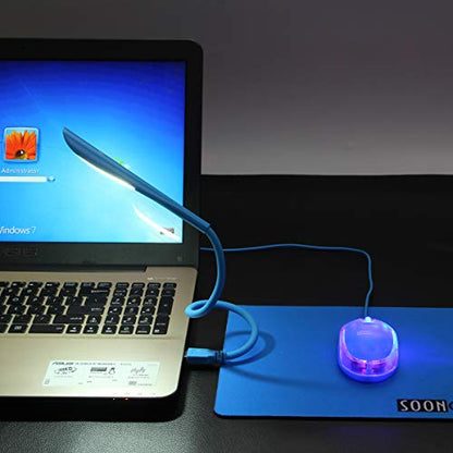 SOON GO Mini Mouse with Pad+USB LED Light 3 in 1 Gift Combo Kids Mice for Laptop Home Office Travel Blue - color: Light blue