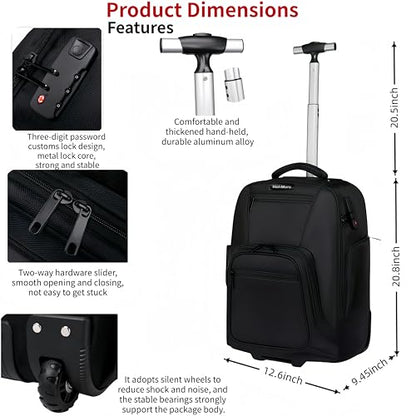 Rolling Backpack with Wheels - Water-Resistant, that fits a 17-inch laptop，Anti-theft, ideal for travel and business use—a Rolling Backpack with Wheels