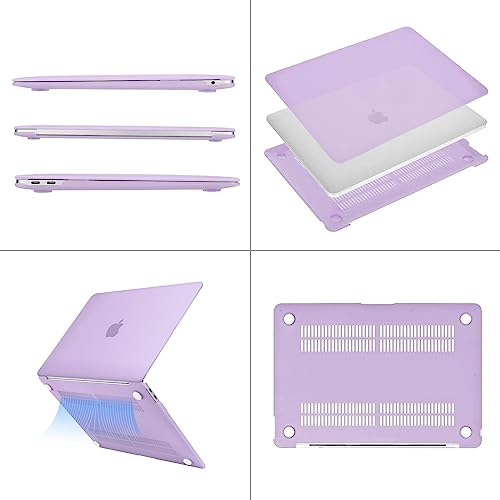 MOSISO Compatible with MacBook Air 13 inch Case M1 2021 2020 2019 2018 | A2337 A2179 A1932, Protective Hard Shell&Keyboard Cover&Screen Film&Pouch for MacBook Air 13.3 inch Case, Light Purple - color: Light Purple