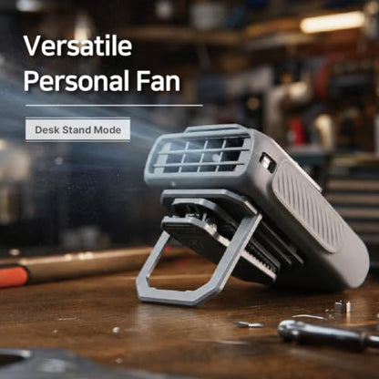 Claymore Clip Fan Plus Portable Wearable Shirt & Belt Clip Fan, Quiet BLDC Motor USB-C Rechargeable Personal Cooling Fan, Hands-Free Compact Pocket Fan for Outdoor Work, Golf, Camping, Travel