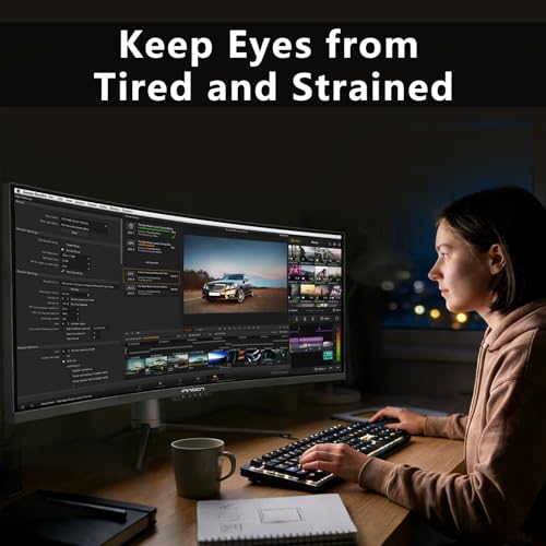 INNOCN 49" Curved Ultrawide 3840 x 1080P 144Hz Monitor, Screen Split for Productivity/Gaming, 32:9, R1800, HDR400, USB C, DisplayPort, HDMI, Speakers, Adjustable, Black - style: DWFHD 144Hz