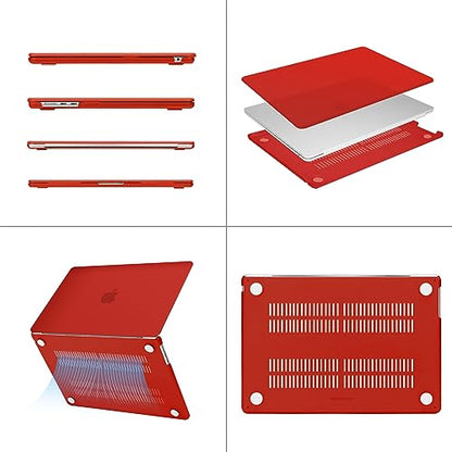 MOSISO Compatible with MacBook Air 15 inch Case M5 2026 M4 M3 M2 2025-2023 | A3448 A3241 A3114 A2941, Scratch-Resistant Protective Hard Shell Case&Keyboard Cover&ScreenFilm&Pouch, Red - color: Red