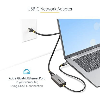 StarTech USB-C to Ethernet Adapter, 10/100/1000Mbps, 12in Attached Cable | USB 3.0 to Gigabit Ethernet Network Adapter, Driverless Install, US1GC30B2 - color: Space Gray, size: 1Gbps, style: USB-C