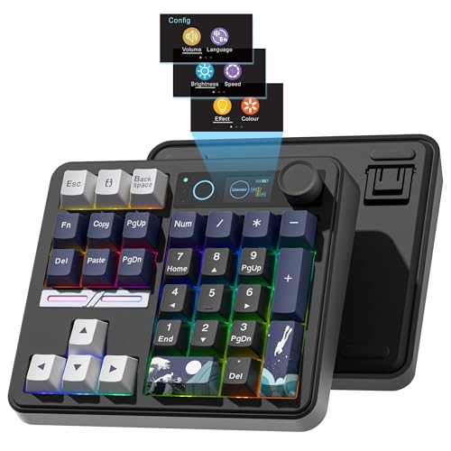 Womier SK30 Mechanical Numpad, Mini Keyboard with Screen & Knob,Black | Bluetooth/2.4G/USB-C Wireless Numeric Keypad,Macro Software RGB Number Pad Hotswap,Rechargeable Number keypad for Mac Windows - color: Black