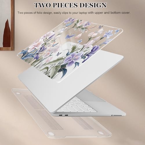 for MacBook Neo 13 inch Case 2026 A3404 with A18 Pro Chip, Anti-Scratch Slim Pattern Plastic Hard Shell Case 13-inch Neo Protective Cover with Keyboard Cover & Screen Film, Purple Flowers - color: Purple Flowers