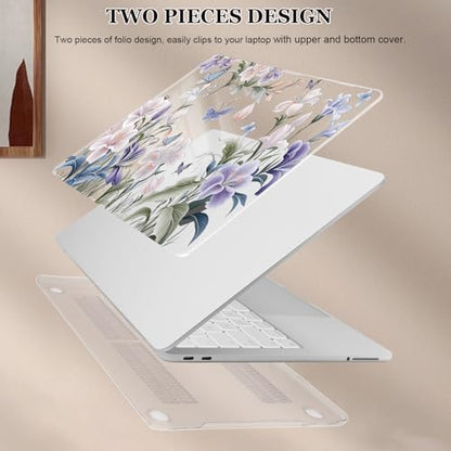 for MacBook Neo 13 inch Case 2026 A3404 with A18 Pro Chip, Anti-Scratch Slim Pattern Plastic Hard Shell Case 13-inch Neo Protective Cover with Keyboard Cover & Screen Film, Purple Flowers - color: Purple Flowers