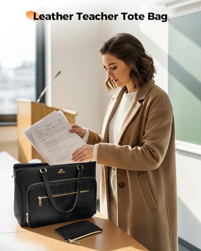 MATEIN Convertible Briefcase Backpack for Women, 15.6 Inch Leather Tote Bag | Fits 15.6" Laptop, 3 in 1 Purse Shoulder Teacher Bag, 2 pcs set, Waterproof, Accordion File Organizer, for Work College
