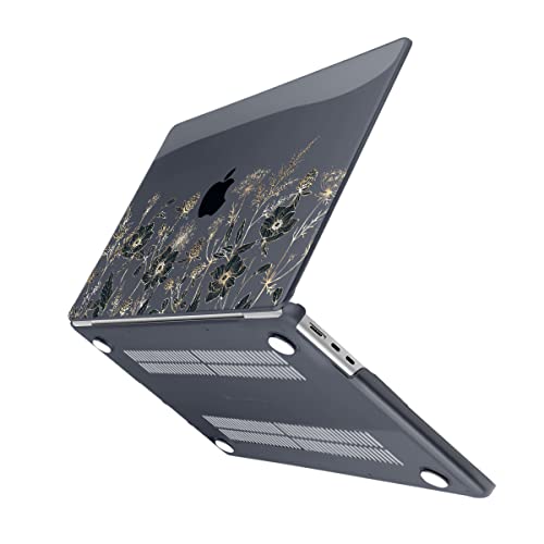 MEEgoodo Case for M5/M4/M3/M2 MacBook Air 13 inch Case 2026 2025 2024 2022, Fit Model A3449/A3240/A3113/A2681, Laptop Hard Shell Compatible with MacBook Air 13.6-inch, Golden Flowers & Herbs - color: Golden Flowers & Herbs