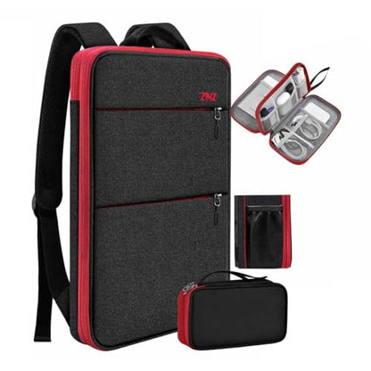Travel Laptop Backpack with Small Case for 15-16 inch Notebooks, Slim & Expandable Computer Bag for College Business Commute for Men and Women,Black-Red - color: Black-red