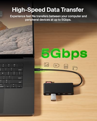 Belkin USB-C Hub 7-Port 4K HDMI SD MicroSD 100W PD for Neo MacBook & More | HDMI 2.0 display support, SD and MicroSD card slots, compatible with Neo MacBook, iPad Pro, and Chromebook - style: 7-in-1 USB-C Hub