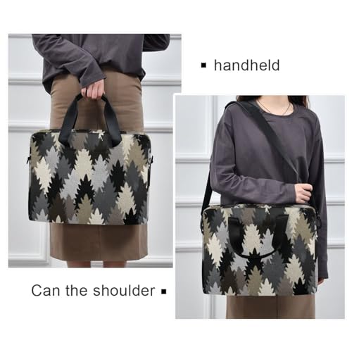Laptop Zipper Case Portable Crossbody Messenger with Handle and Shoulder Strap 15.6 inch Tablet Briefcase Carrying Bag Abstract Pattern Gray