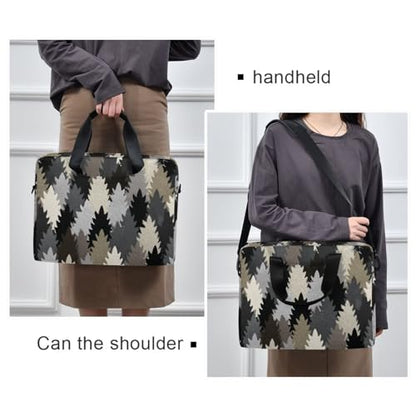 Laptop Zipper Case Portable Crossbody Messenger with Handle and Shoulder Strap 15.6 inch Tablet Briefcase Carrying Bag Abstract Pattern Gray