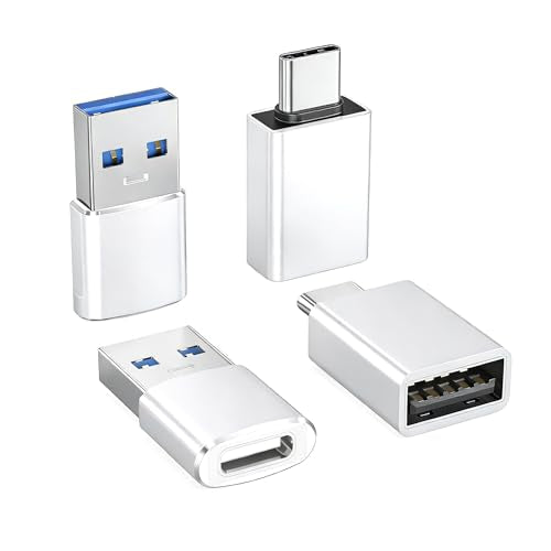 Basesailor USB to USB C Adapter 4Pack USB C to USB A 3.0 Charger Converter | Type C Female to USB A Male for iPhone 17 16 15 14 Pro Max,iPad Air M4,Galaxy S20-S26 Ultra 5G,Z Fold,Tab S7-S11,Dell XPS - size: Adapter Combo Type, style: White