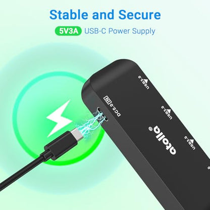 USB 3.0 Hub 4-Port with 2ft Cable — High-Speed 5Gbps Data Expander for Laptop & PC, Ultra-Slim Portable USB Splitter Compatible with Windows/macOS/Linux - size: 2FT