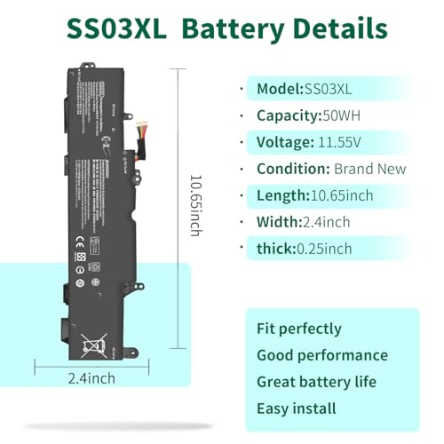 DMKAOLLK SS03XL 933321-855 Battery for HP EliteBook 840 G5,EliteBook 730 735 740 745 830 846 G5, 735 745 830 840 G6 ZBook 14U G6 HSN-I13C-4 HSN-112C HSTNN-LB8G 932823-421 932823-1C1 SS03050XL - size: 10.65*2.4*0.25inch