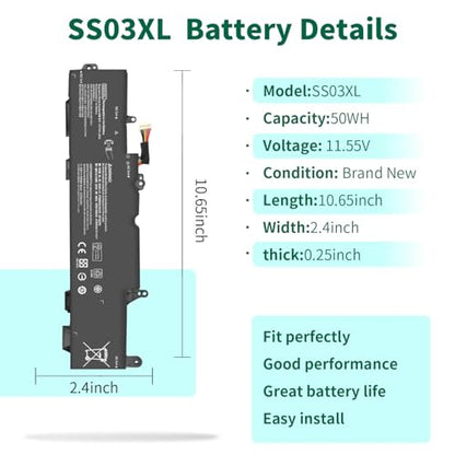 DMKAOLLK SS03XL 933321-855 Battery for HP EliteBook 840 G5,EliteBook 730 735 740 745 830 846 G5, 735 745 830 840 G6 ZBook 14U G6 HSN-I13C-4 HSN-112C HSTNN-LB8G 932823-421 932823-1C1 SS03050XL - size: 10.65*2.4*0.25inch