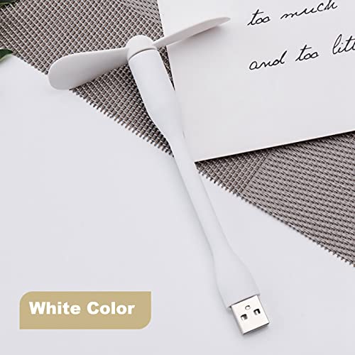 Sokelinn-six USB Flexible Fan, Mini Portable Cooling Fans USB Powered for Power Bank Laptop PC AC Charger - 2 Pack (White) - color: White