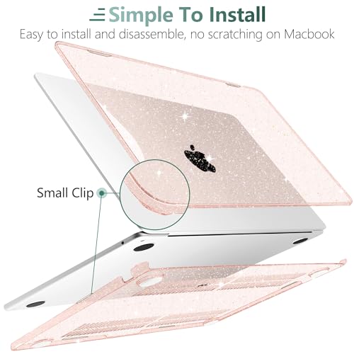 Clear Glitter Case for MacBook Air 15 Inch M5 M4 M3 M2 (2026-2023) A3448 A3241 A3114 A2941, Protective Hard Shell Cover Compatible with Touch ID & Liquid Retina Display - Sparkly Starlight - color: Sparkly Starlight