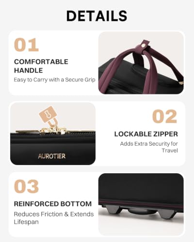 Puffer Rolling Laptop Briefcase Bag with Wheels For Women Work & Travel | Fits 16-Inch Computer Bag with Wheels, Water Resistant, TSA Friendly, 4 Pockets, Lockable Zippers, 3 Ways to Carry - color: Ribbed Black Purple