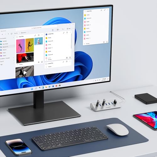 USB Hub 3.0, JESWO Aluminum 7 Port USB 3.0 Hub with 3.3Ft Cable, USB Splitter with 7-USB3.0 Data Ports Compatible with MacBook, Laptop,Surface Pro, PS5, PC and More (No Power Adapter Included)