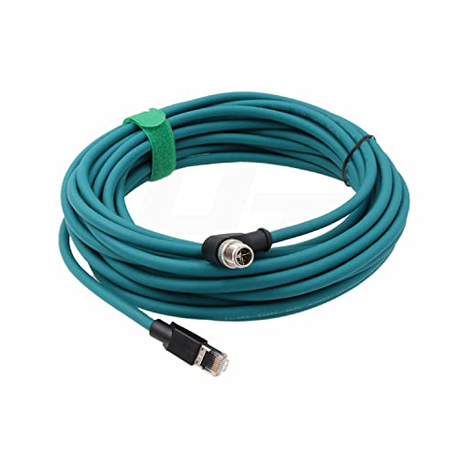 M12 GigE Ethernet 8 Pin X-Code RJ45 Cable CAT7e for Cognex Basler Baumer Sick Keyence Datalogic Microscan Vision Camera Sensor Reader, Right Angle 90-Degree (20m) - size: 20m