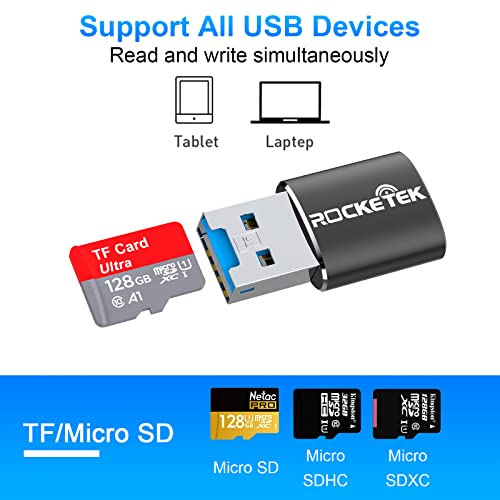 Rocketek Aluminum USB 3.0 Portable Memory Card Reader Adapter for Micro SD Card/TF Card Reader Adapter