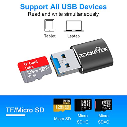 Rocketek Aluminum USB 3.0 Portable Memory Card Reader Adapter for Micro SD Card/TF Card Reader Adapter