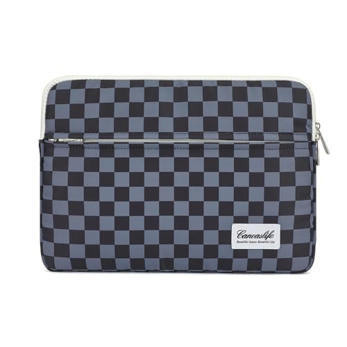 Canvaslife Black Checker Pattern 13 inch Canvas Laptop Sleeve with Pocket 13 inch 13.3 inch Laptop 13 case13 Sleever - color: Black Checker, size: 13 inch/13.3 inch