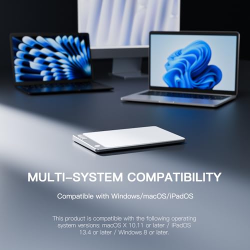Wireless Trackpad, Tempered Glass Surface with Multi-Touch, Rechargeable Slim USB Windows Touchpad with High Precision Navigation for Windows8/ 10/11 Desktop/Laptop/Notebook Computer PC - color: White