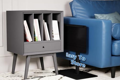 C Shaped End Table,20" W x 14" L,17"-31" Adjustable Height,Swivel and Turnable Desktop,Foldable Side Table for Small Spaces,Black Walnut (Black, 19.7" x 13.8") - color: Black, size: 19.7" x 13.8"