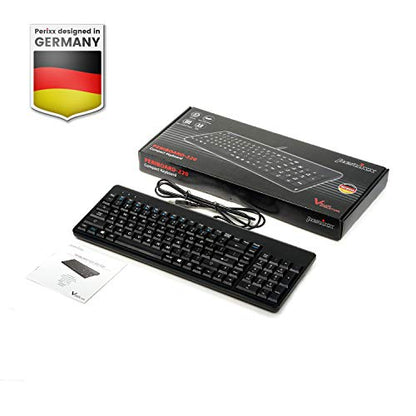 Perixx PERIBOARD-220H, Wired Compact USB Keyboard with 2 Hubs - Build-in Numeric Keypad - Black - US English