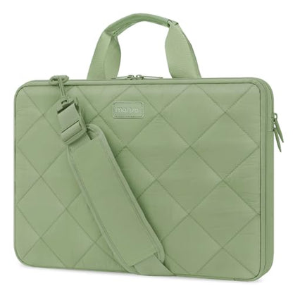 MOSISO 360 Protective Laptop Shoulder Bag, Double Layer Fluffy Padded Laptop Bag with Anti-theft Zipper - color: Antique Green, size: 13.3 inch