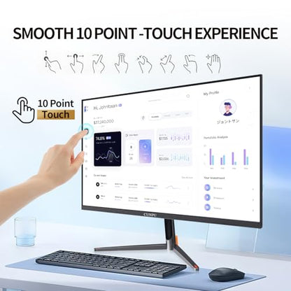 CUNPU 24 Inch Touchscreen Monitor, 10 Point Touch, FHD 1080P 75Hz IPS Screen, 100% SRGB, VESA Wall Mountable, Tilt Adjustment, VGA HDMI USB for PC, Laptop Business & Work Station, Warehouse - size: 24.0